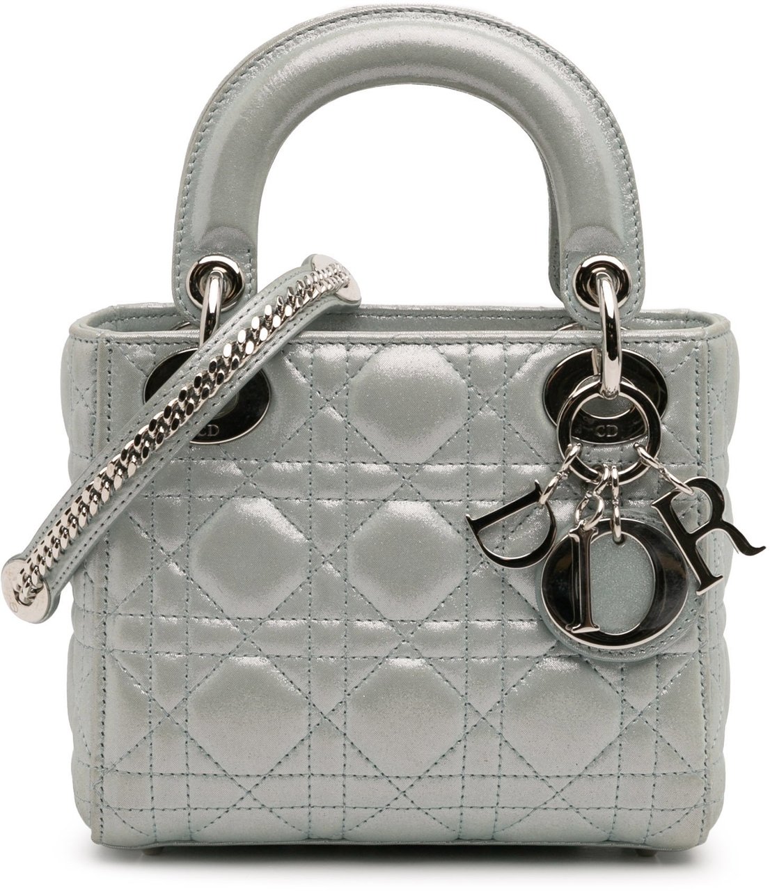 Dior Mini Iridescent Lambskin Cannage Lady Dior Blauw