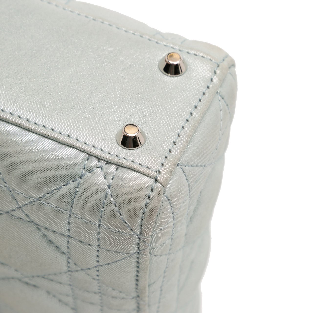 Dior Mini Iridescent Lambskin Cannage Lady Dior Blauw