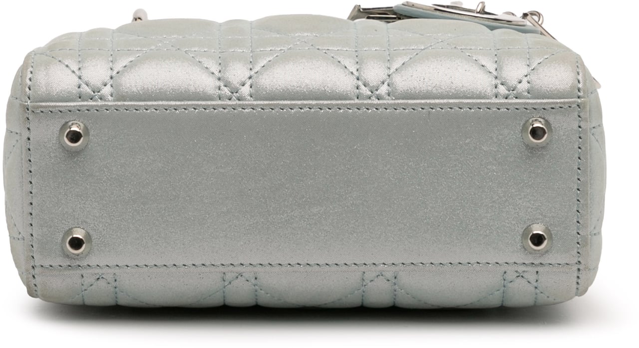 Dior Mini Iridescent Lambskin Cannage Lady Dior Blauw