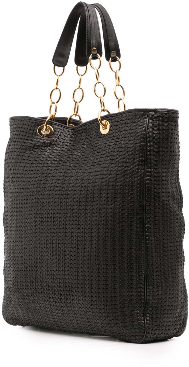 Dior Large Woven Lambskin Lady Dior Soft Shopping Tote Zwart