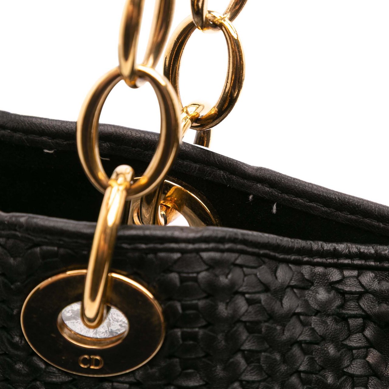 Dior Large Woven Lambskin Lady Dior Soft Shopping Tote Zwart