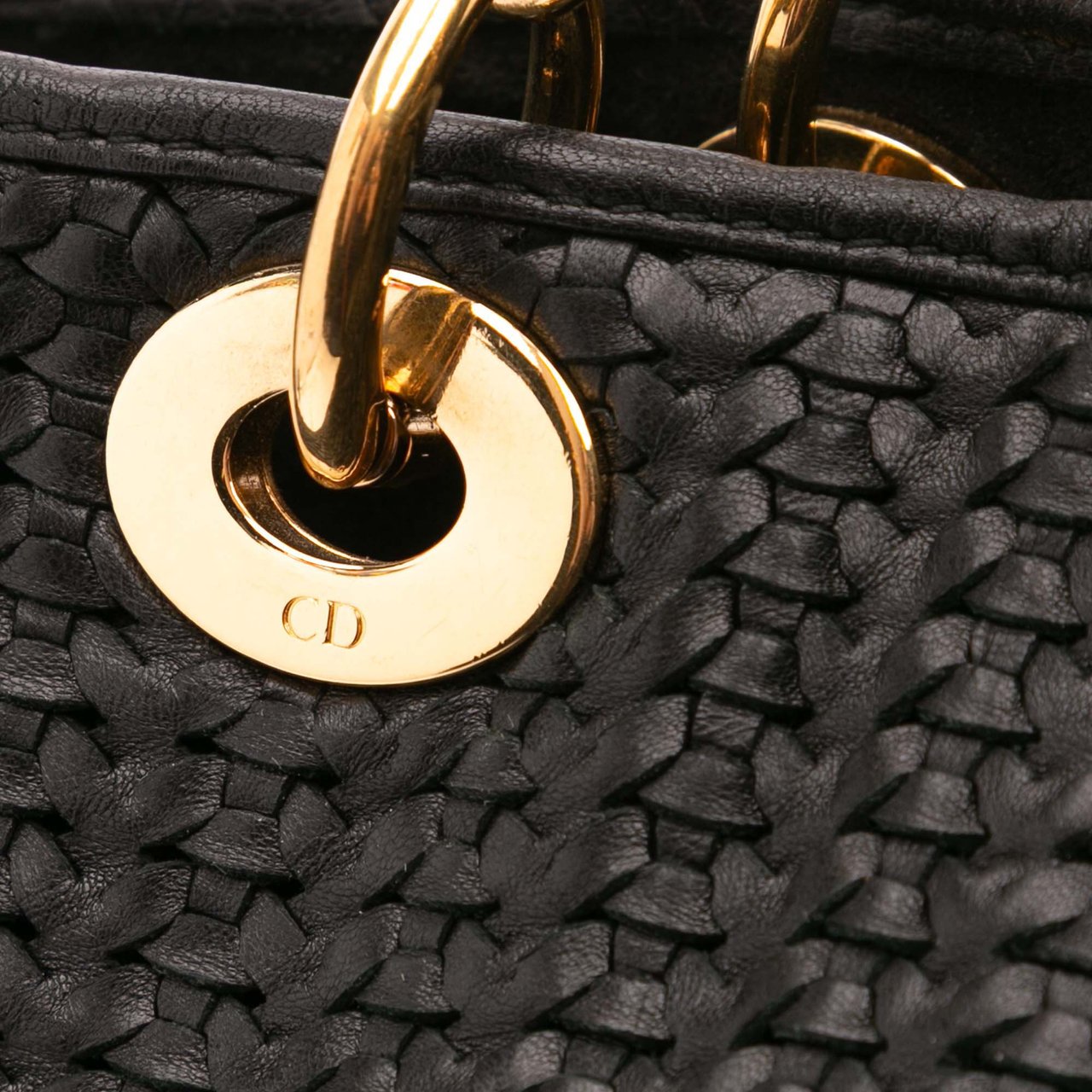 Dior Large Woven Lambskin Lady Dior Soft Shopping Tote Zwart