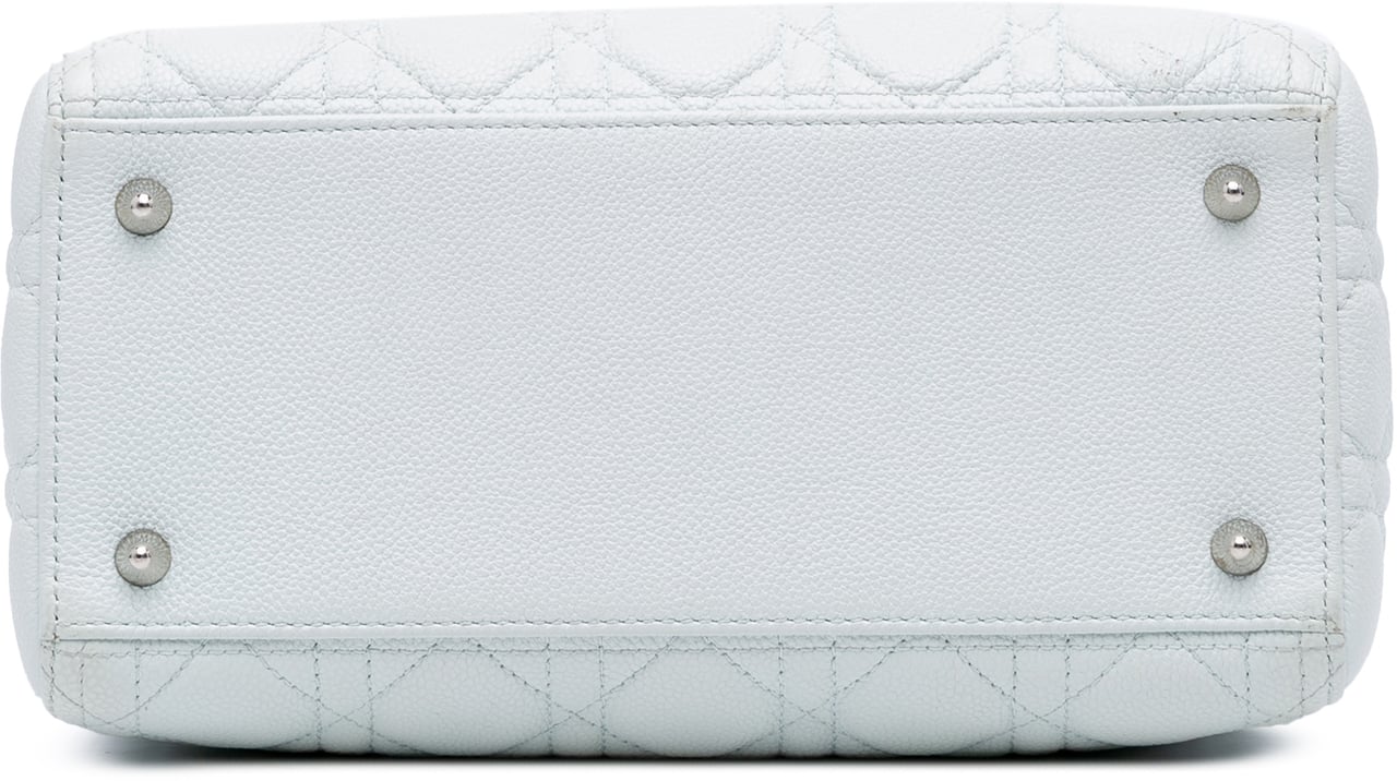 Dior Medium Calfskin Cannage Lady Dior Wit