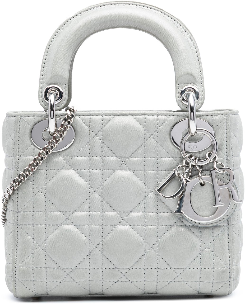 Dior Mini Iridescent Lambskin Cannage Lady Dior Zilver