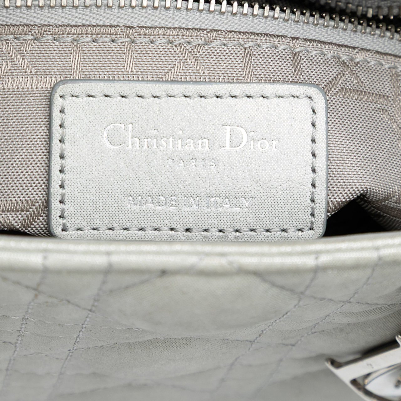 Dior Mini Iridescent Lambskin Cannage Lady Dior Zilver