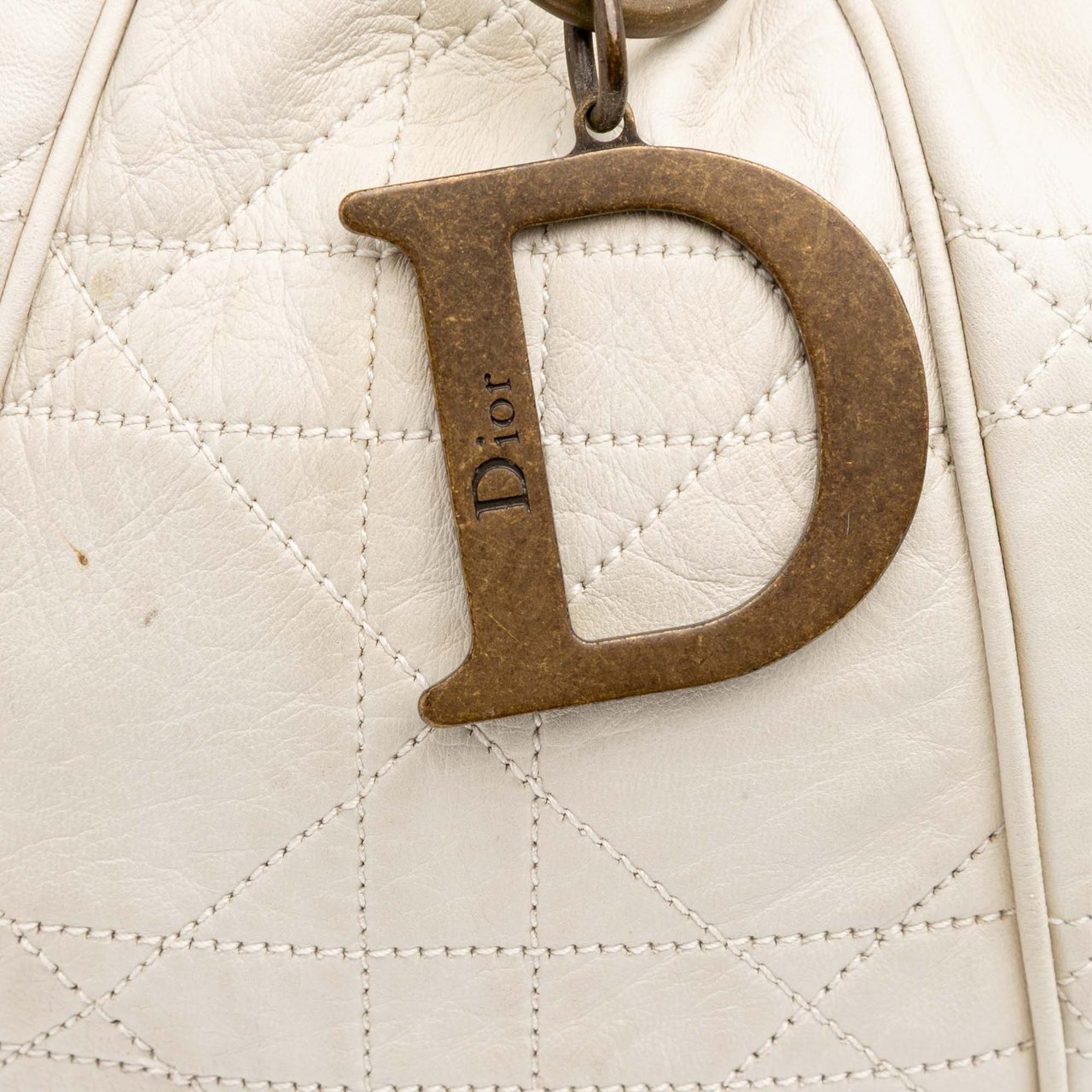 Dior Lambskin Cannage Drawstring Hobo Wit