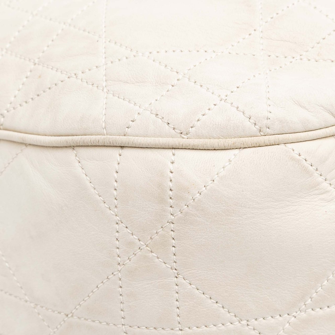 Dior Lambskin Cannage Drawstring Hobo Wit