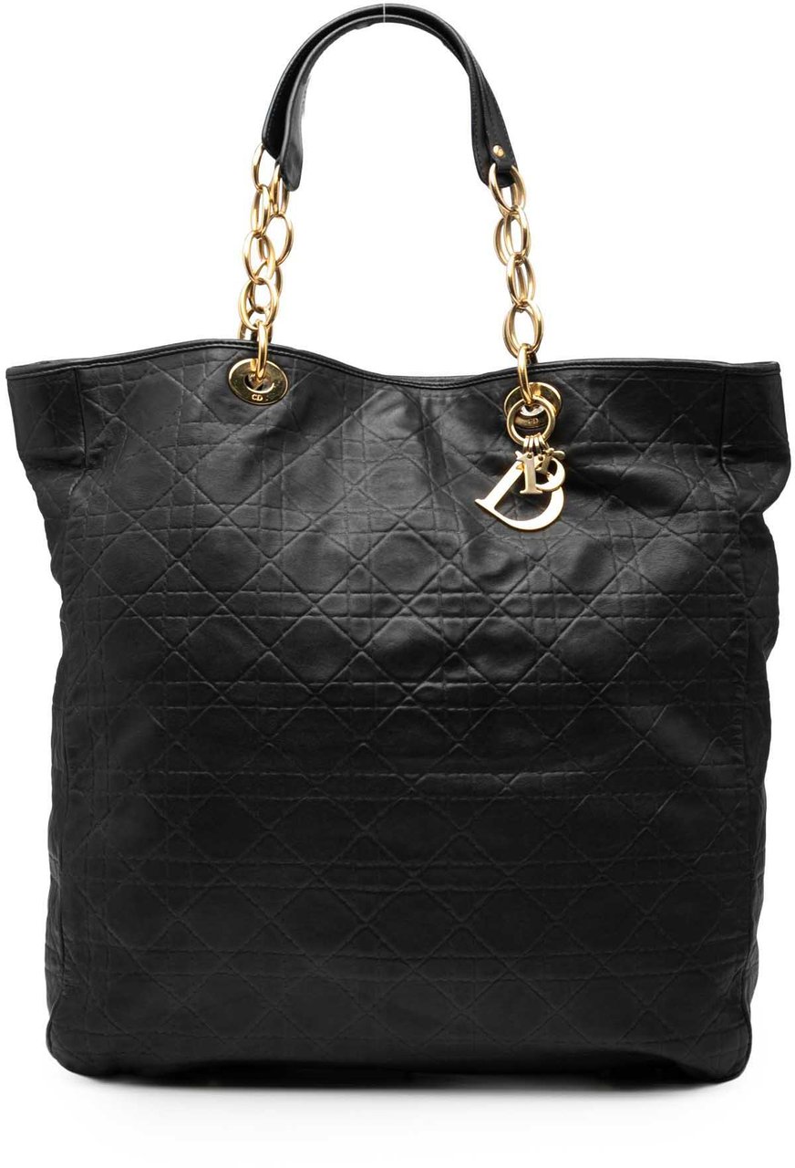 Dior Large Lambskin Cannage Lady Dior Soft Shopping Tote Zwart