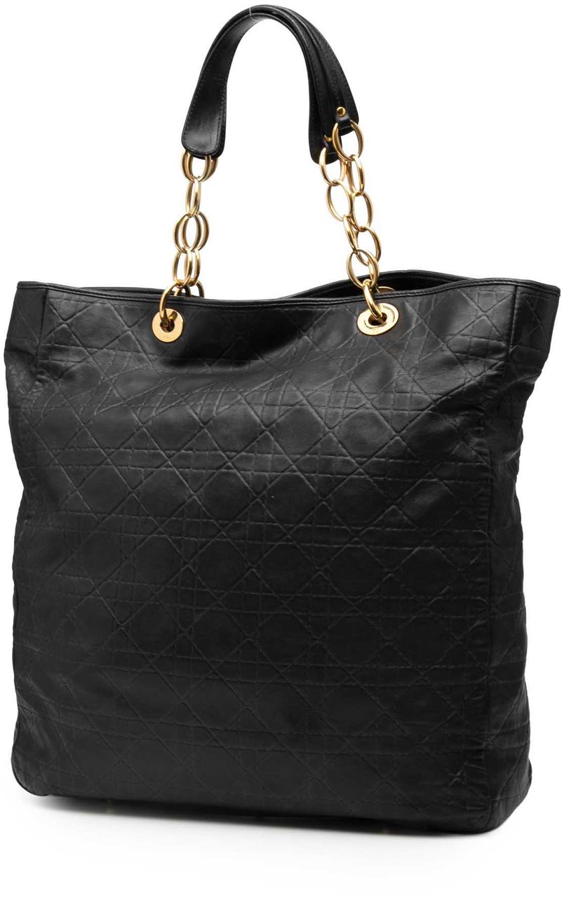 Dior Large Lambskin Cannage Lady Dior Soft Shopping Tote Zwart