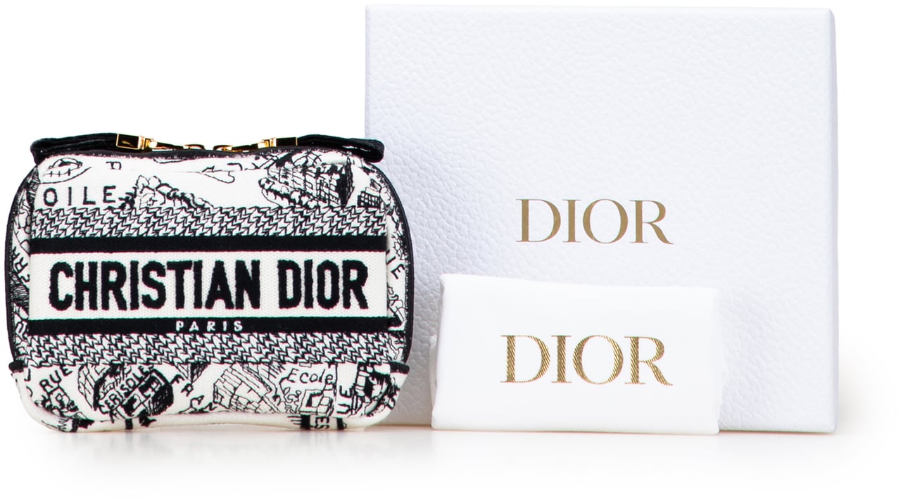 Dior Canvas Embroidered Plan De Paris Cosmetic Pouch Wit
