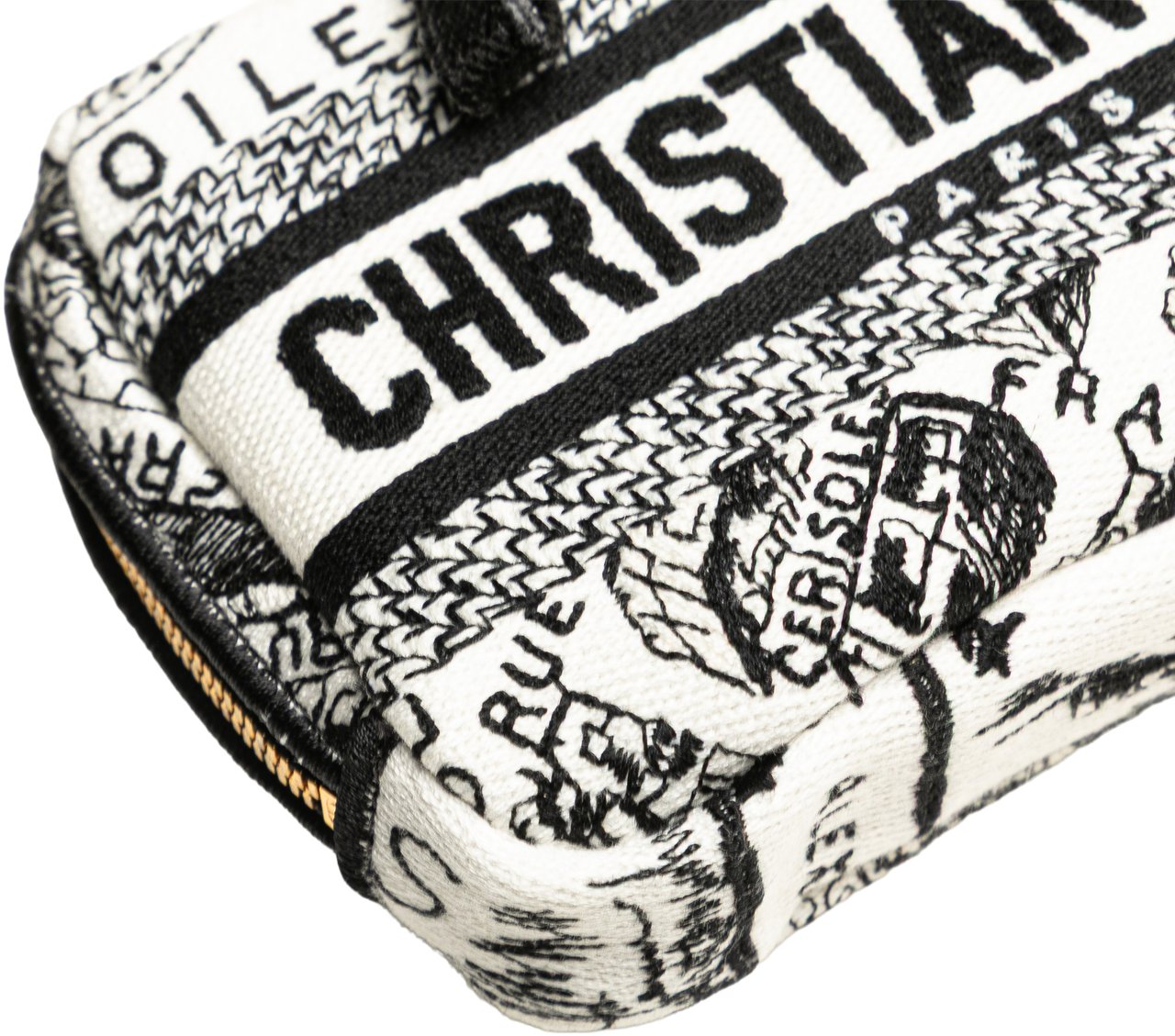 Dior Canvas Embroidered Plan De Paris Cosmetic Pouch Wit