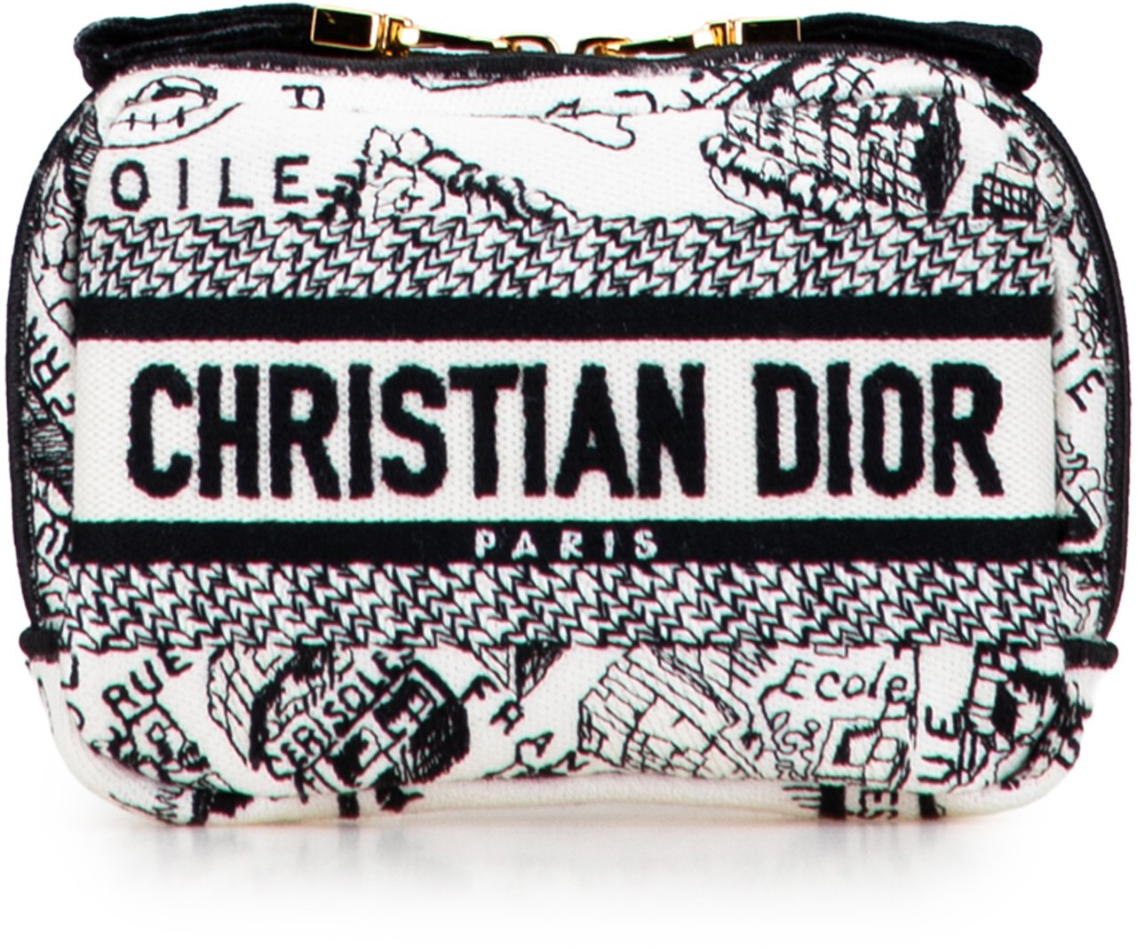 Dior Canvas Embroidered Plan De Paris Cosmetic Pouch Wit