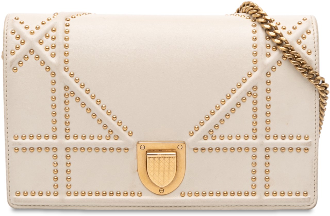 Dior Studded Lambskin Diorama Wallet on Chain Wit