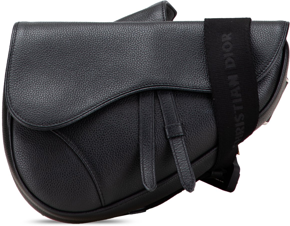 Dior Kim Jones Grained Calfskin Saddle Bag Zwart