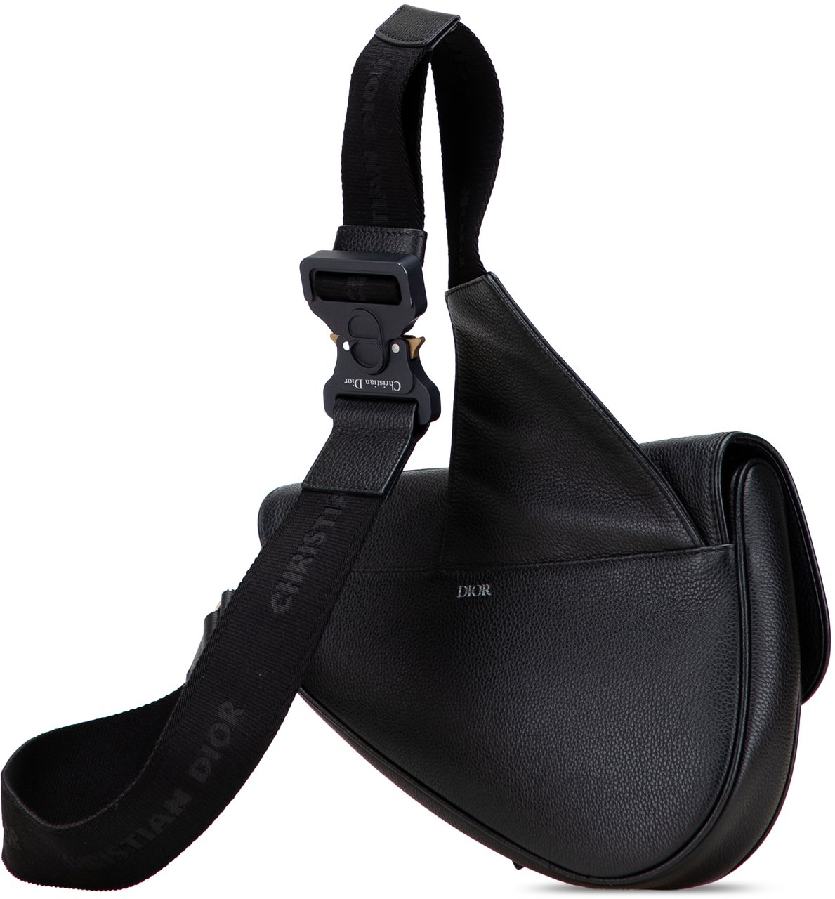 Dior Kim Jones Grained Calfskin Saddle Bag Zwart
