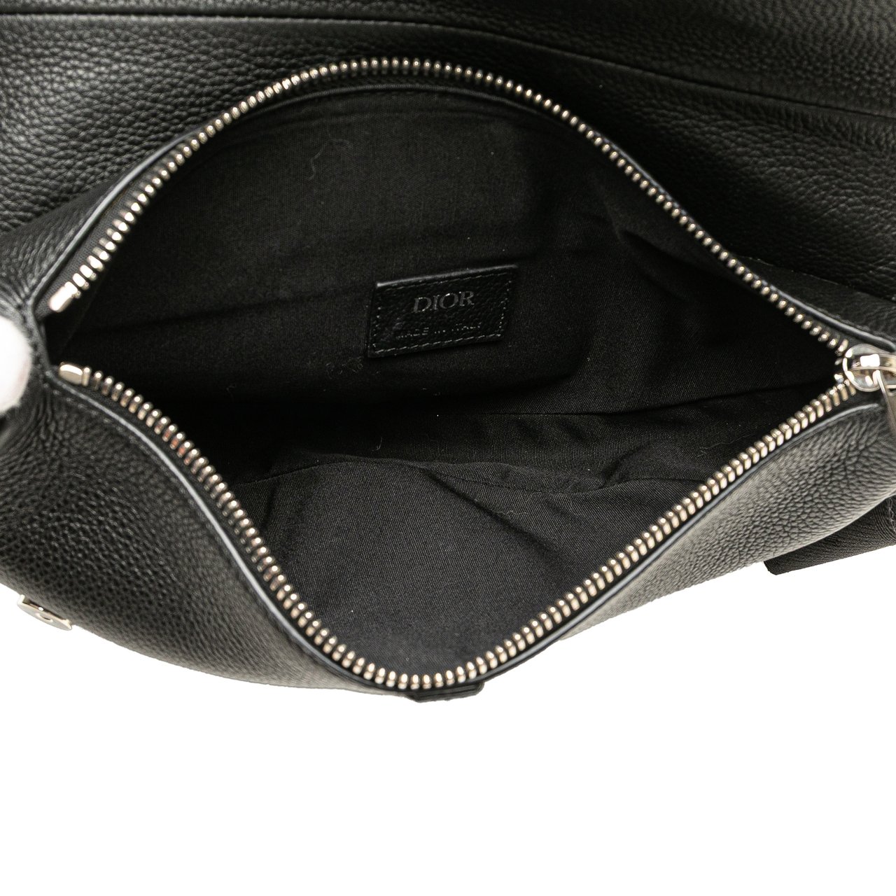 Dior Kim Jones Grained Calfskin Saddle Bag Zwart