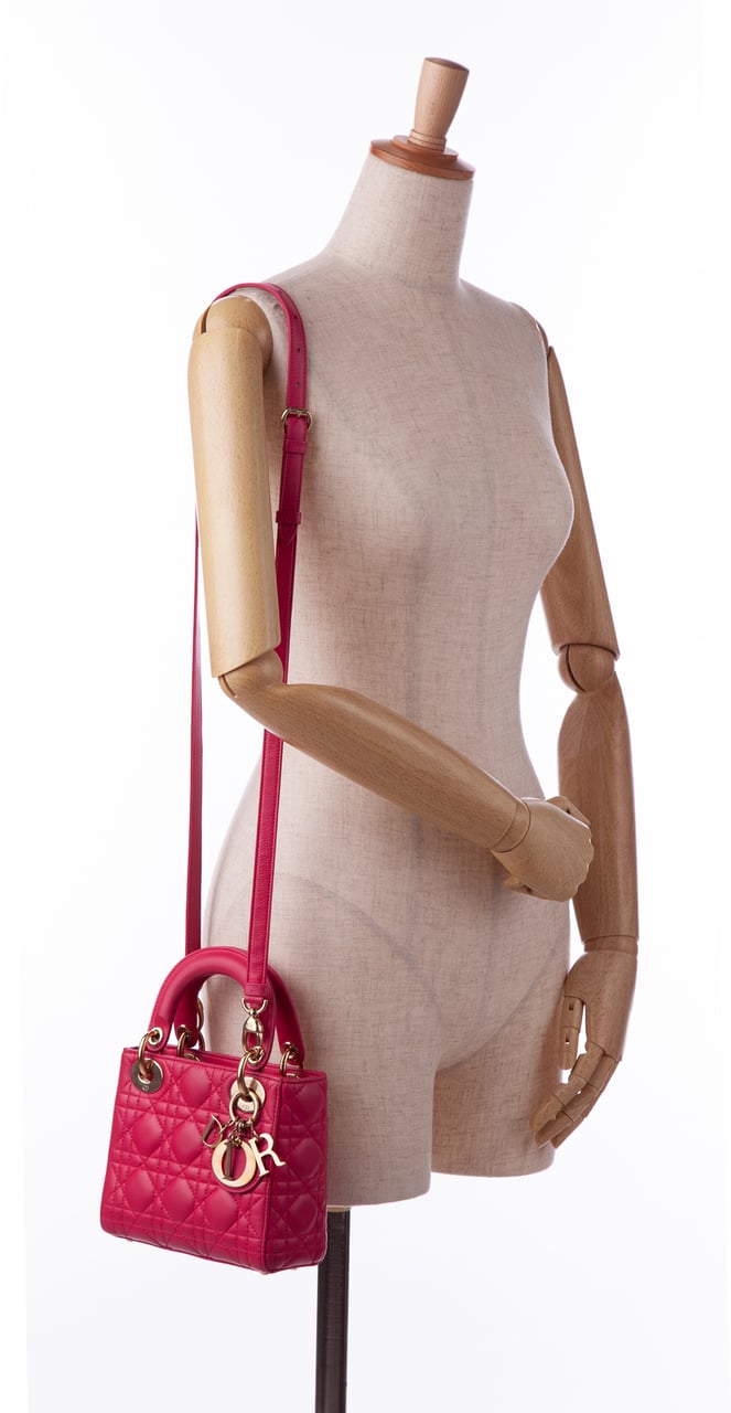 Dior Mini Lambskin Cannage Lady Dior Roze