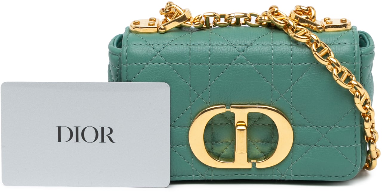 Dior Micro Calfskin Cannage Supple Caro Bag Groen