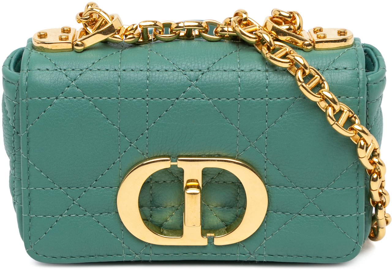 Dior Micro Calfskin Cannage Supple Caro Bag Groen
