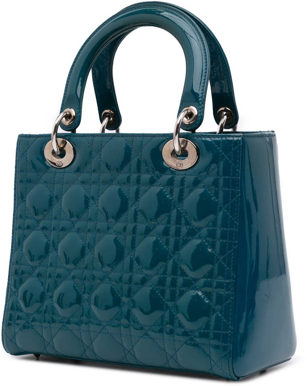 Dior Medium Patent Cannage Lady Dior Blauw