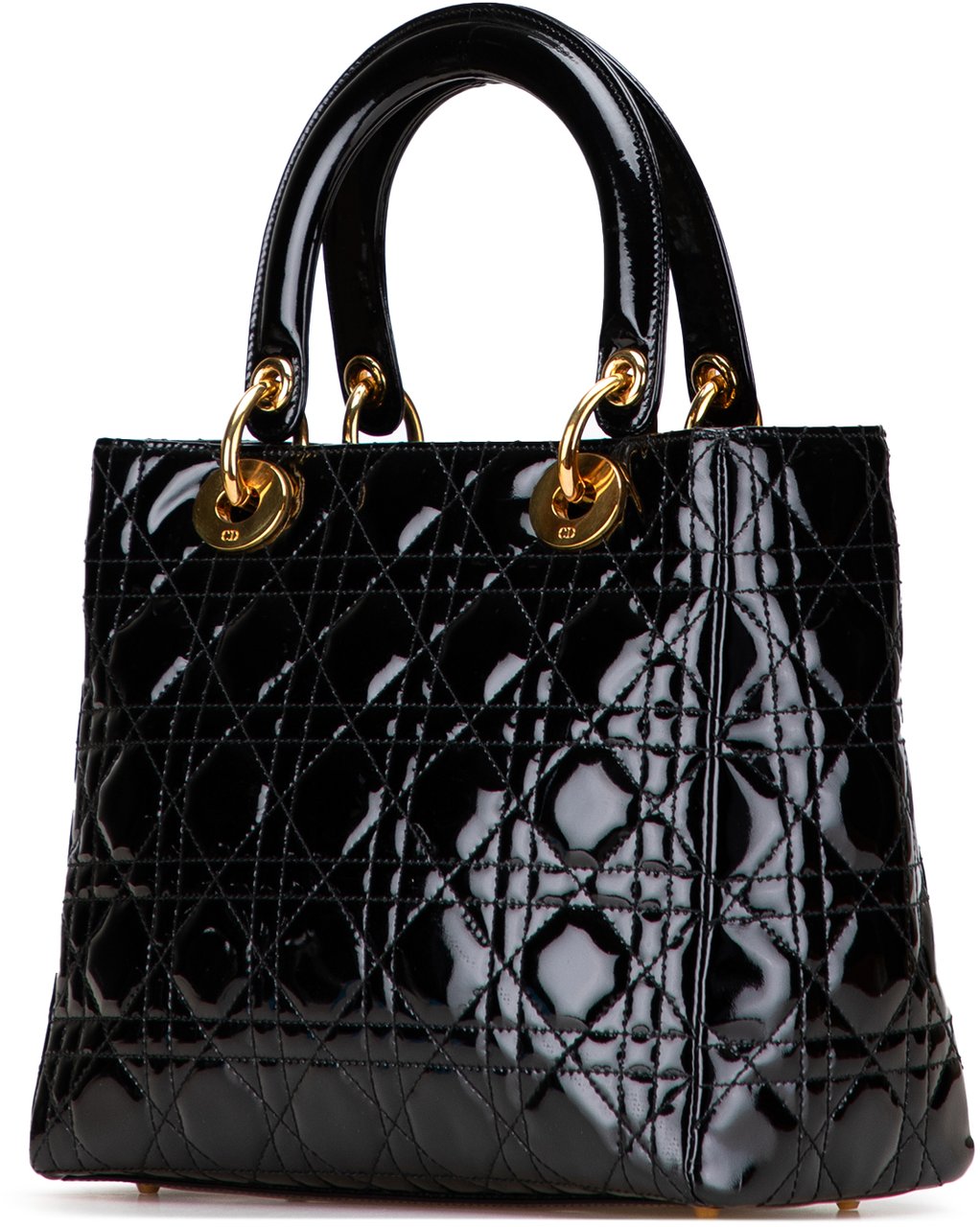 Dior Medium Patent Cannage Lady Dior Zwart