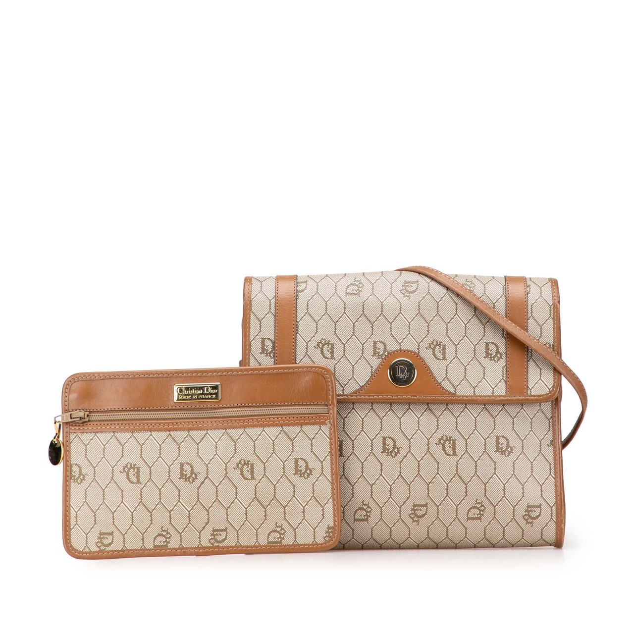 Dior Honeycomb Coated Canvas Crossbody Bruin