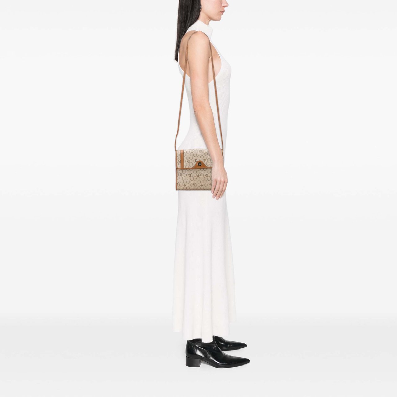 Dior Honeycomb Coated Canvas Crossbody Bruin