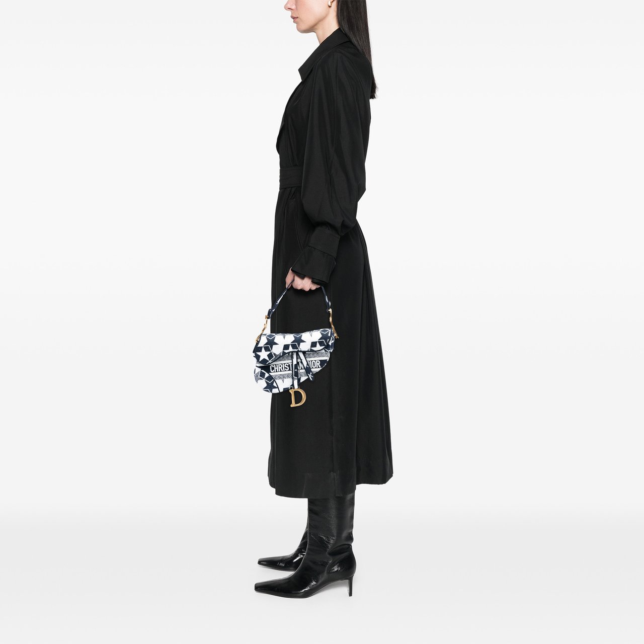 Dior Embroidered Canvas Stars Saddle Bag Wit
