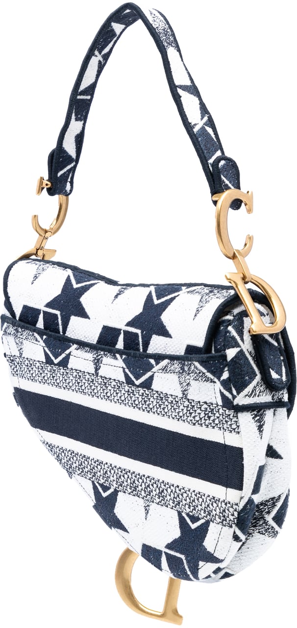 Dior Embroidered Canvas Stars Saddle Bag Wit