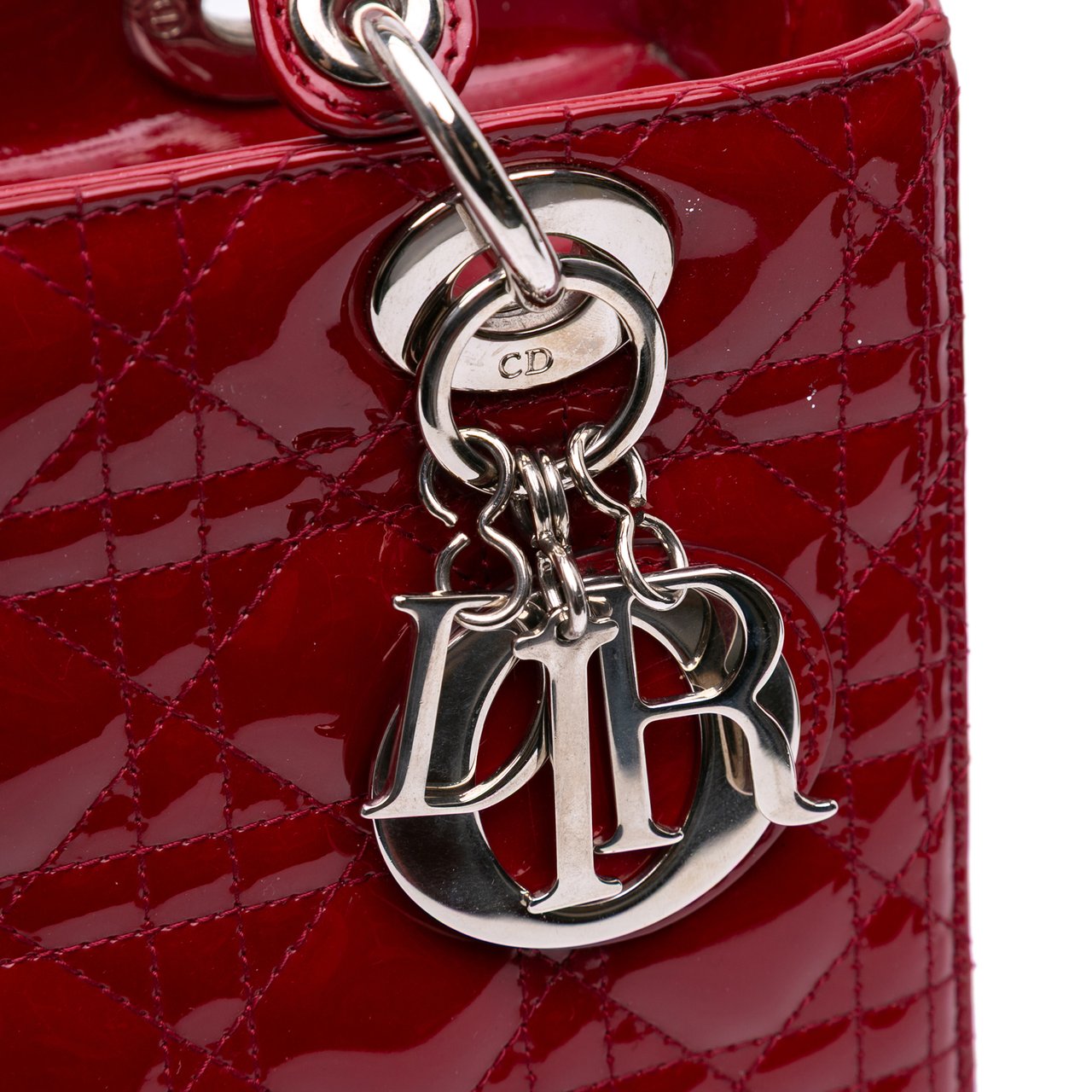 Dior Medium Patent Cannage Lady Dior Rood
