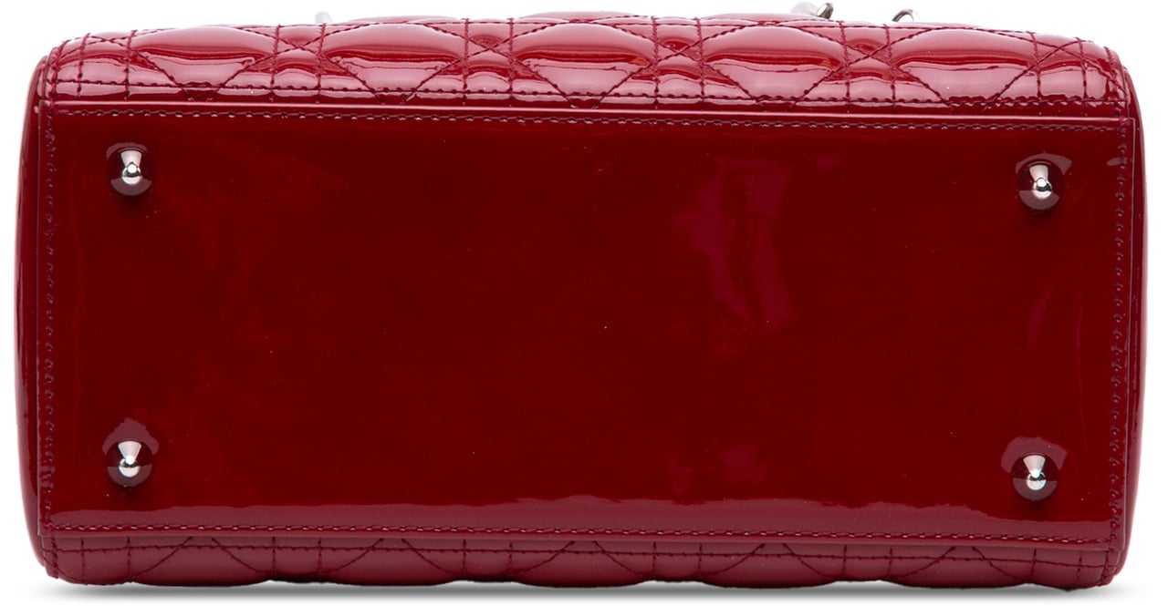 Dior Medium Patent Cannage Lady Dior Rood