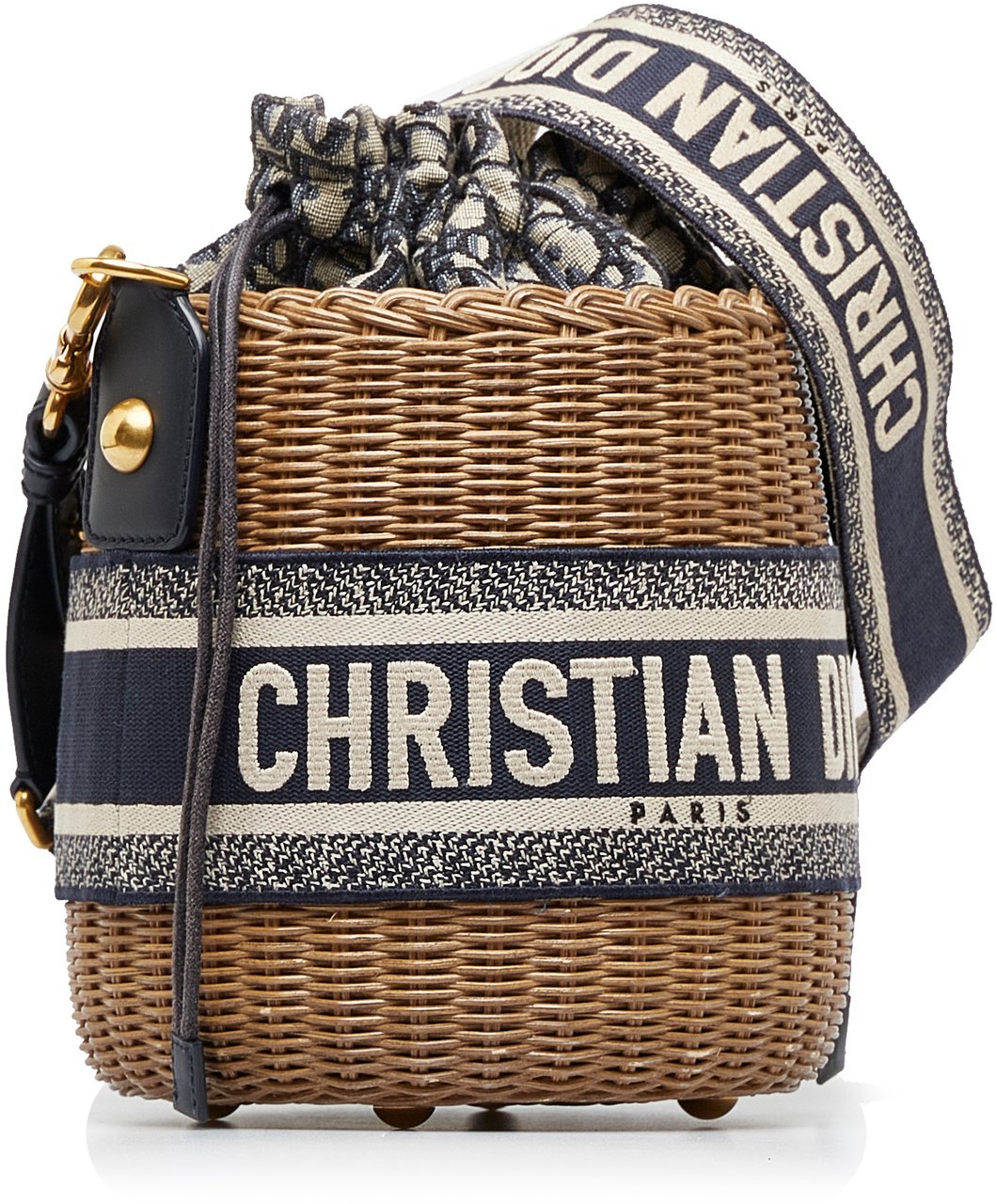 Dior Oblique Wicker Bucket Bag Bruin