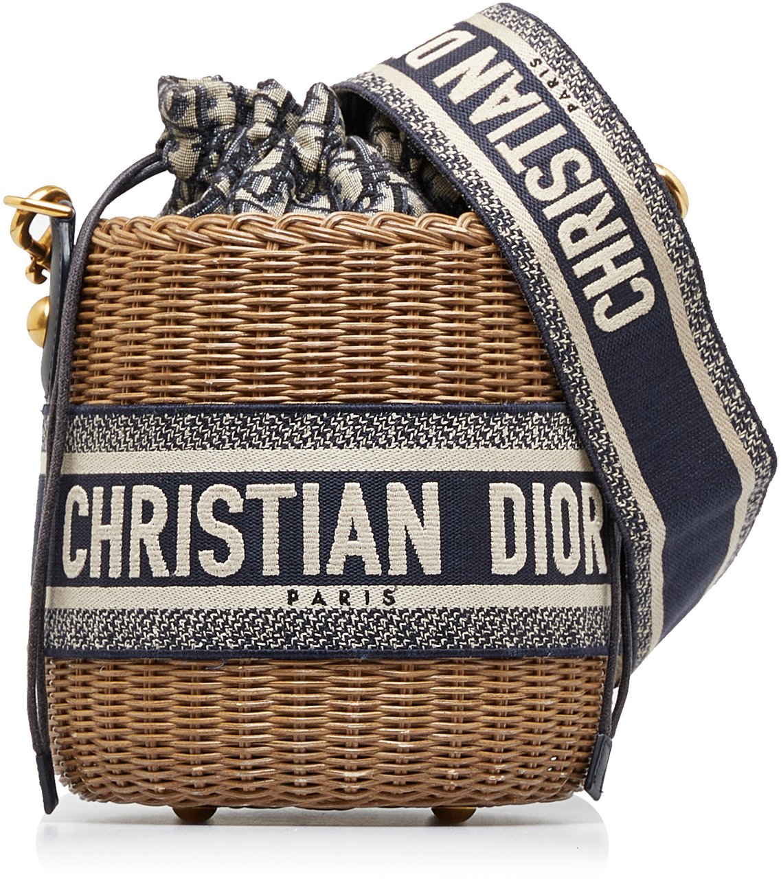 Dior Oblique Wicker Bucket Bag Bruin