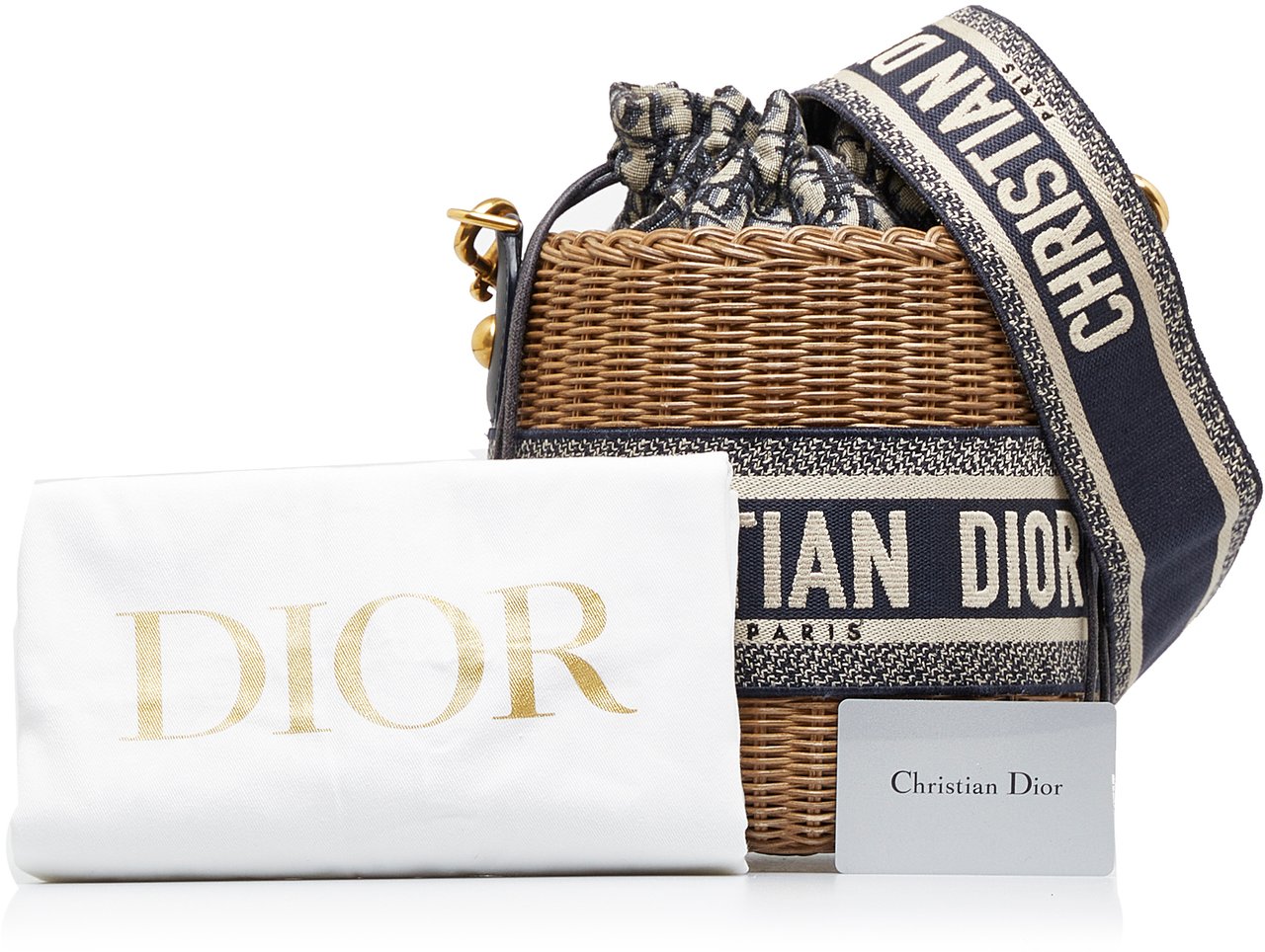 Dior Oblique Wicker Bucket Bag Bruin