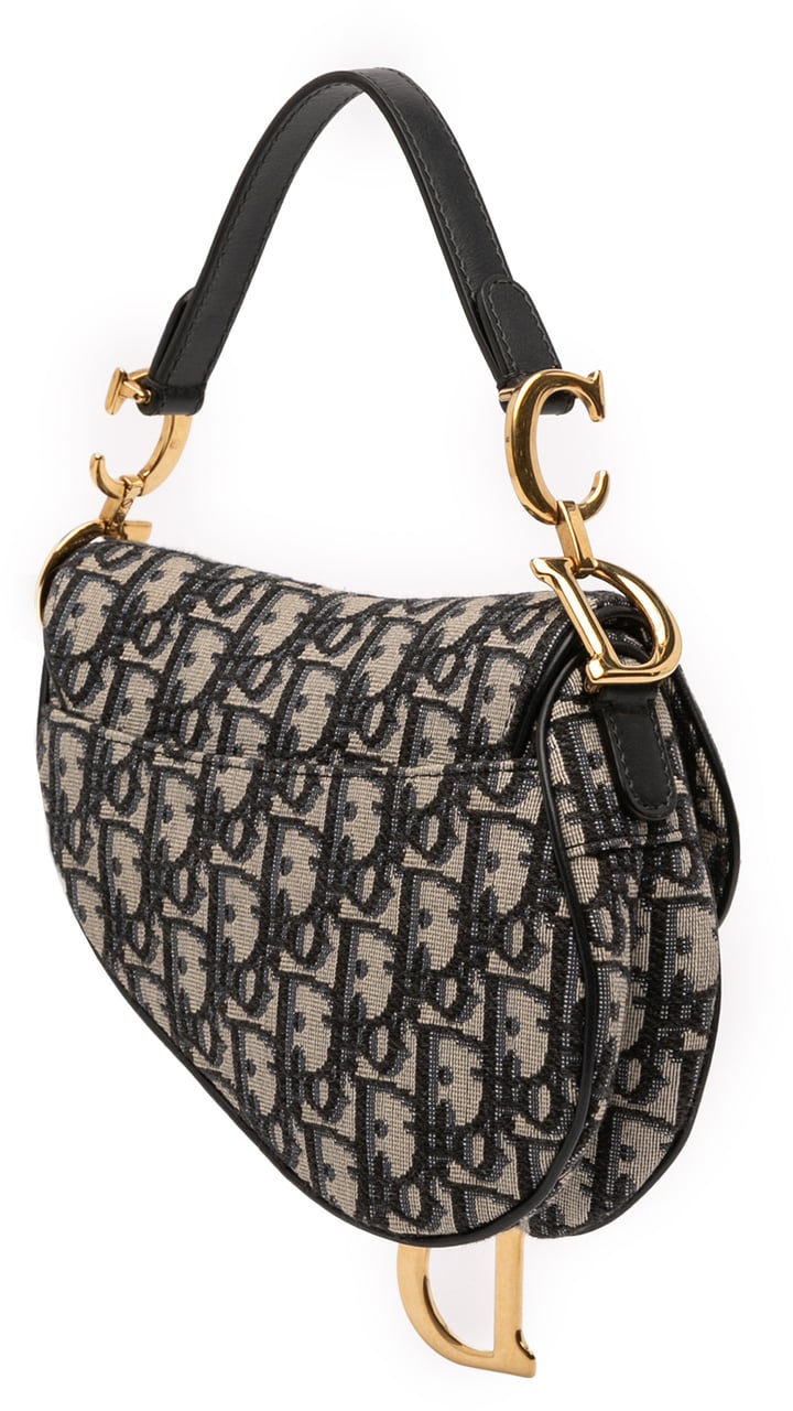 Dior Mini Oblique Canvas Saddle Bag Blauw