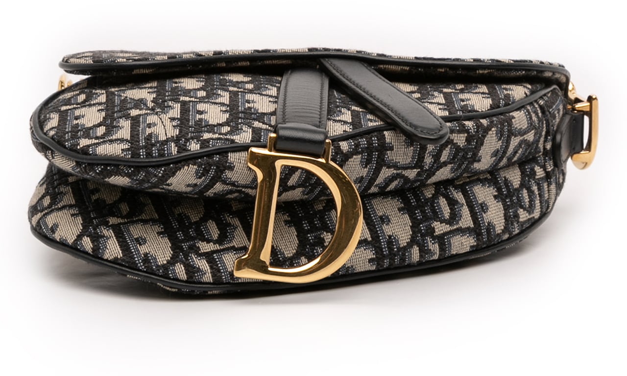 Dior Mini Oblique Canvas Saddle Bag Blauw