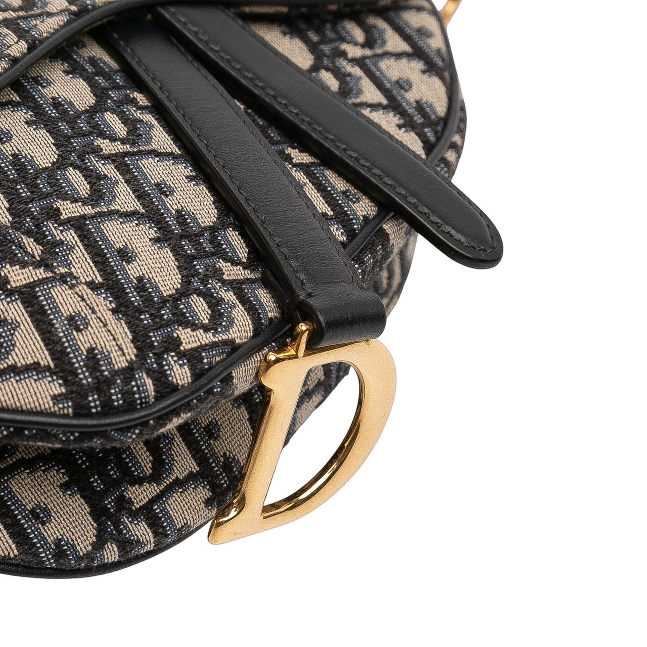 Dior Mini Oblique Canvas Saddle Bag Blauw