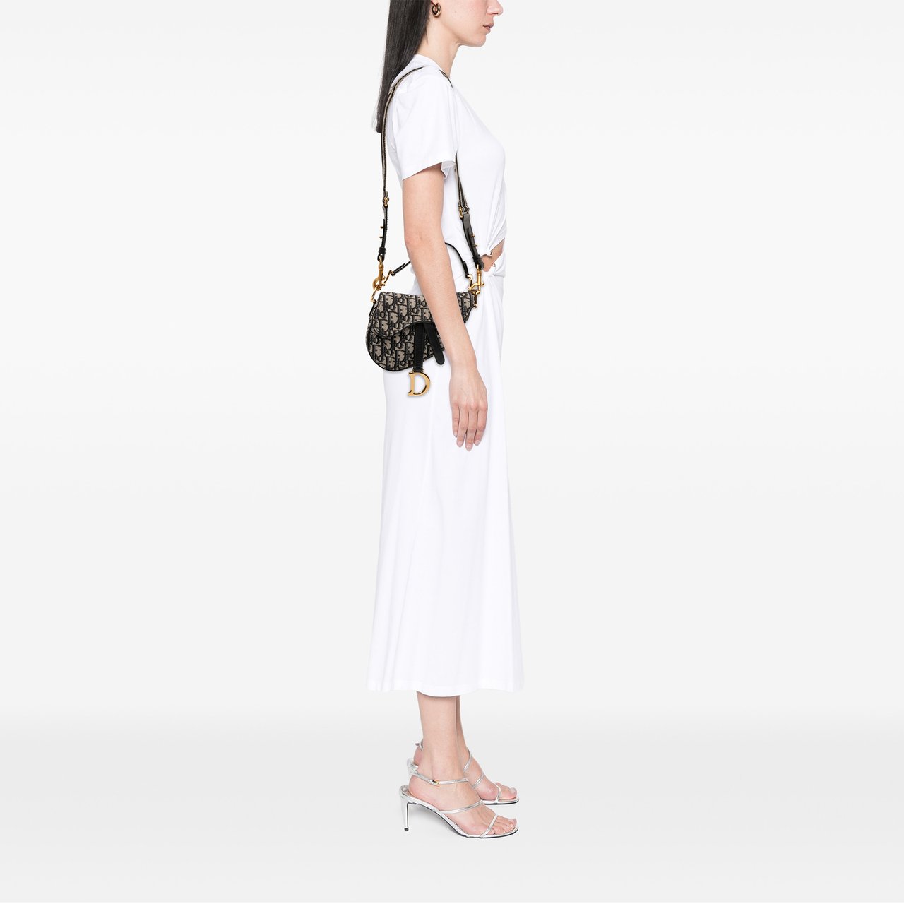 Dior Mini Oblique Canvas Saddle Bag Blauw