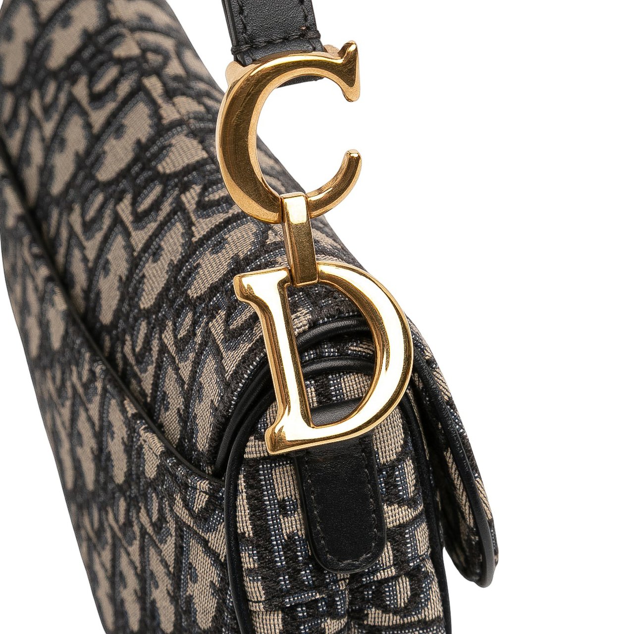 Dior Mini Oblique Canvas Saddle Bag Blauw