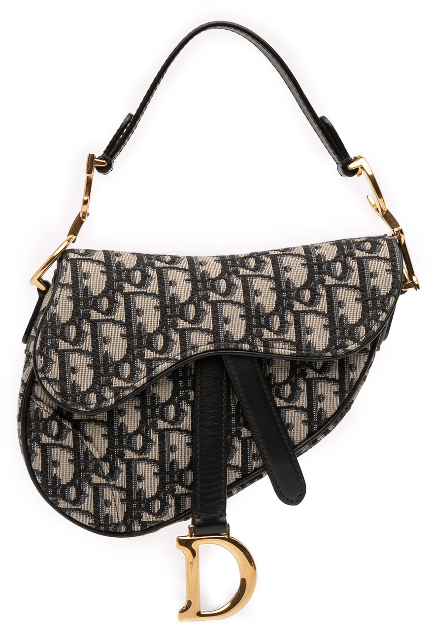 Dior Mini Oblique Canvas Saddle Bag Blauw