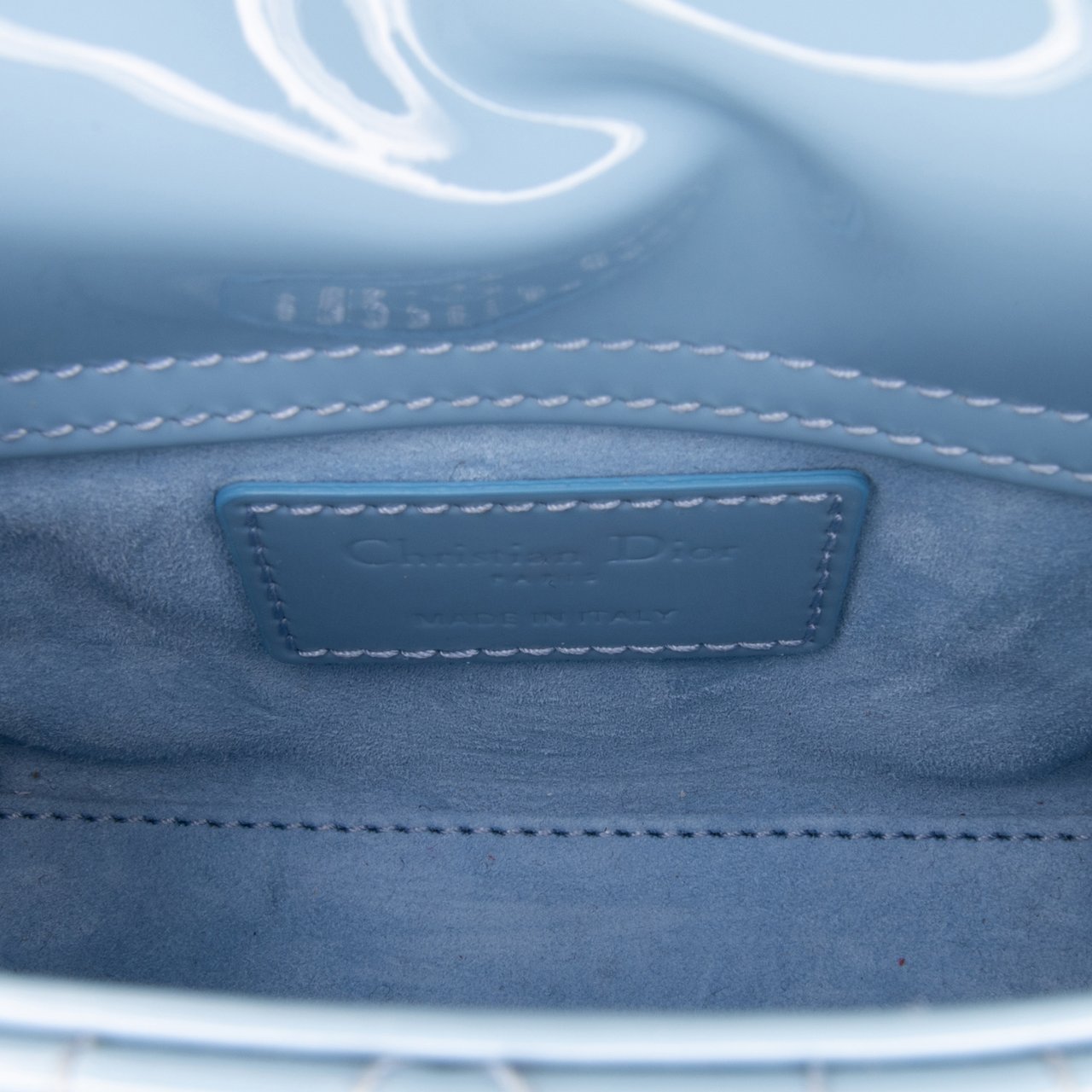 Dior Micro Patent Cannage Lady Dior Blauw