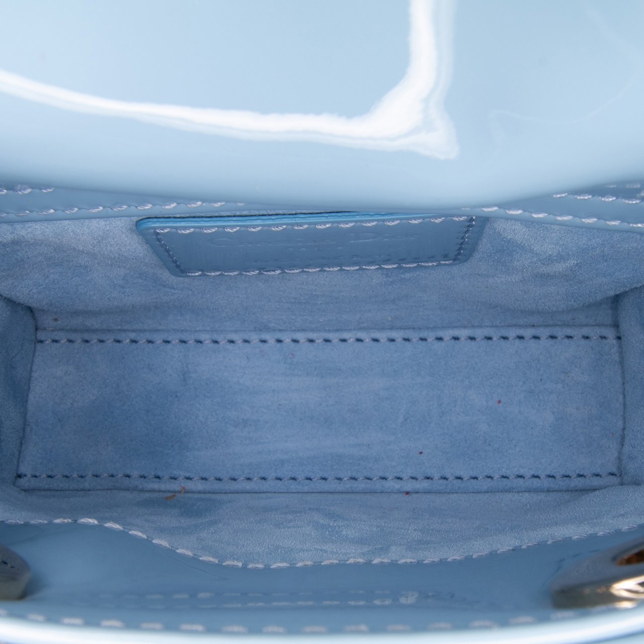 Dior Micro Patent Cannage Lady Dior Blauw