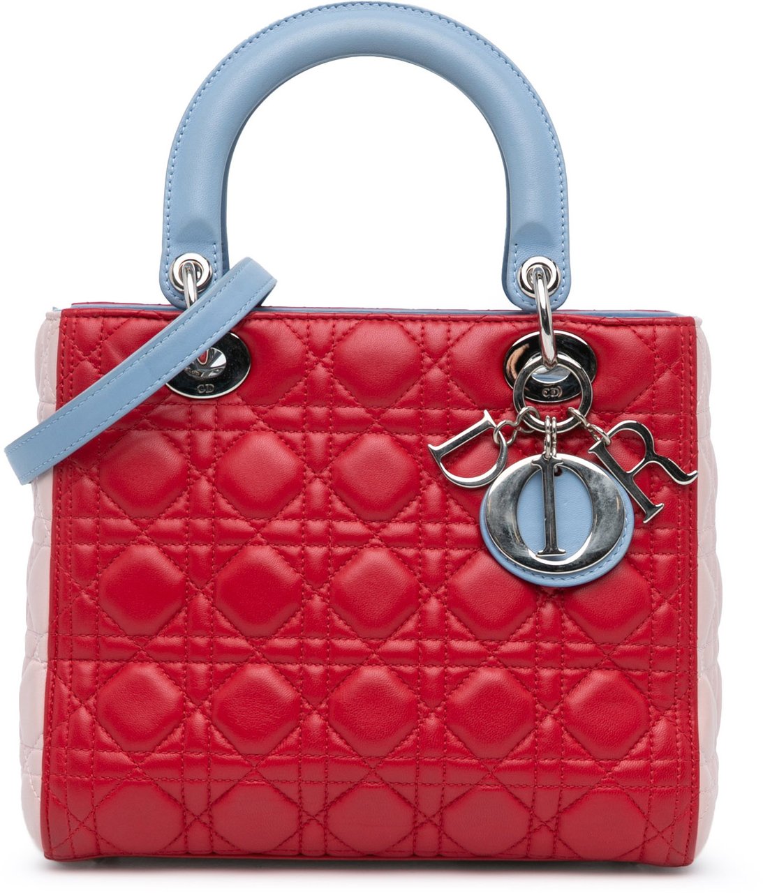 Dior Medium Tricolor Lambskin Cannage Lady Dior Rood