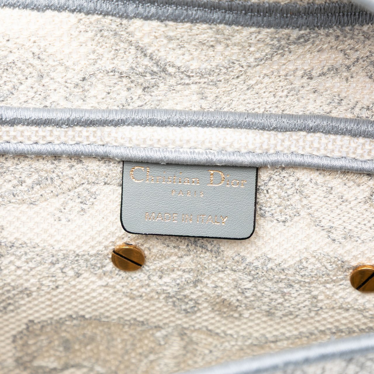 Dior Canvas Embroidered Toile de Jouy Saddle Bag Grijs