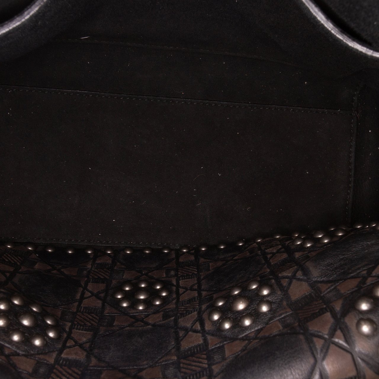 Dior Medium Calfskin Cannage Embossed Flower Studded Supple Lady Dior Zwart
