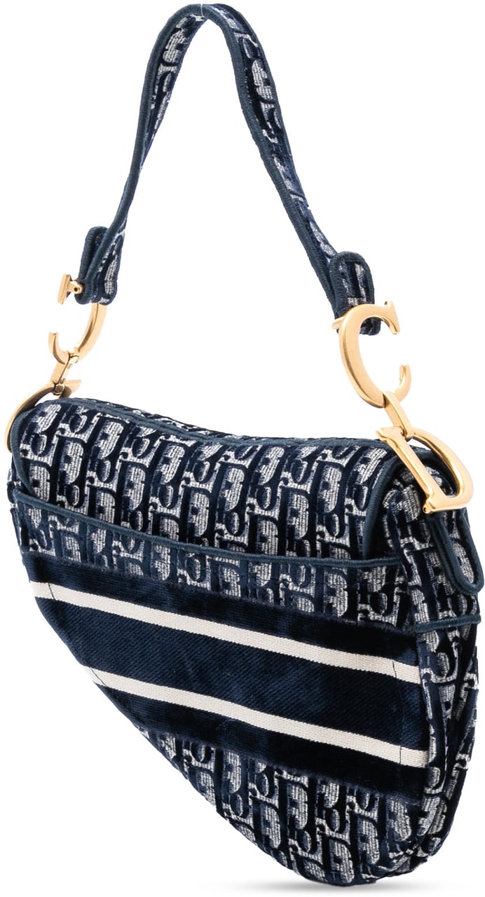 Dior Oblique Embroidered Canvas Saddle Bag Blauw