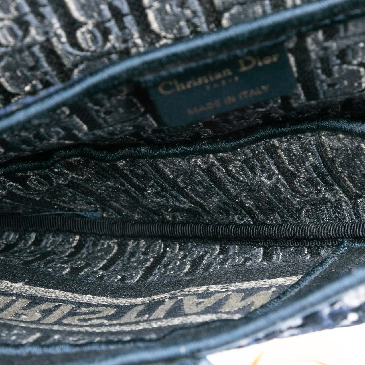 Dior Oblique Embroidered Canvas Saddle Bag Blauw