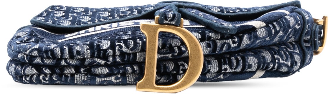 Dior Oblique Embroidered Canvas Saddle Bag Blauw