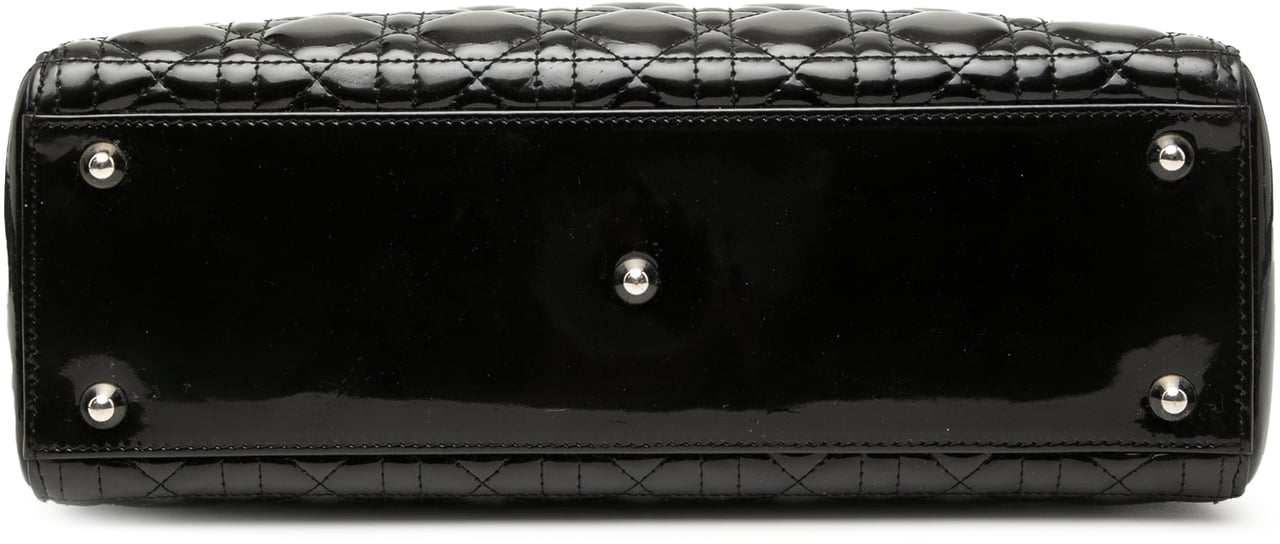 Dior Large Patent Cannage Lady Dior Zwart