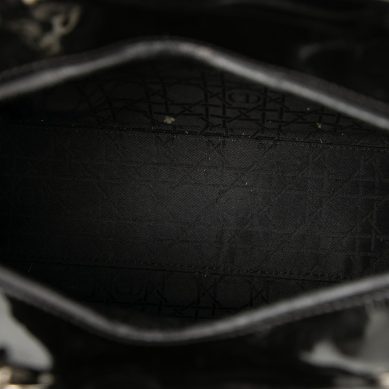 Dior Large Patent Cannage Lady Dior Zwart